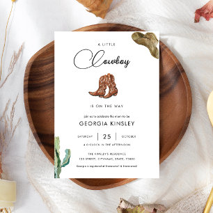 かわいい小さなカウボーイウェスタンロデオテキサス州ベビーシャワー 招待状