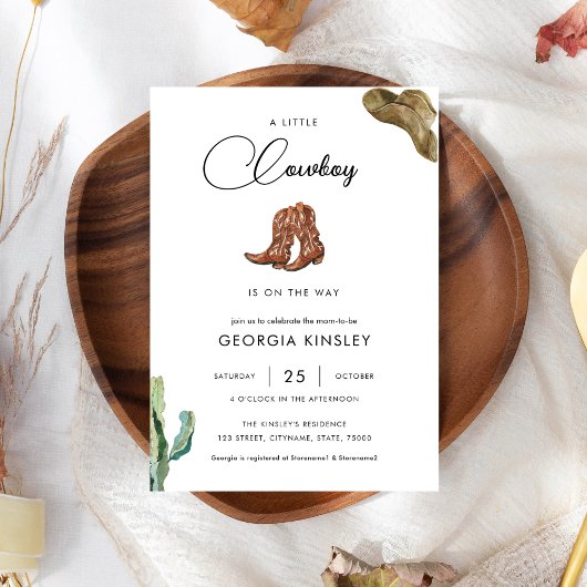 かわいい小さなカウボーイウェスタンロデオテキサス州ベビーシャワー 招待状