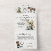 かわいい小さなカウボーイ西の水の色ベビーシャワー オールインワン招待状 (内側)