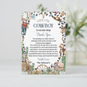 かわいい小さなカウボーイ西の水の色ベビーシャワー サンキューカード (スタンド正面)