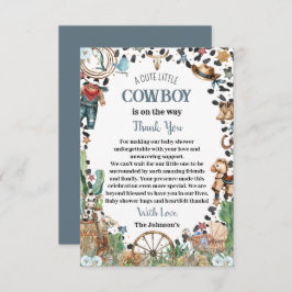 かわいい小さなカウボーイ西の水の色ベビーシャワー サンキューカード