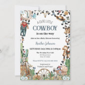 かわいい小さなカウボーイ西の水の色ベビーシャワー 招待状 (正面)