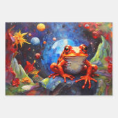 かわいい小さなカエル池に座ってラッピング紙 ラッピングペーパーシート (正面3)