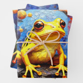 かわいい小さなカエル池に座ってラッピング紙 ラッピングペーパーシート (インサイチュ)