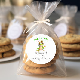 かわいい小さなカエル王子の赤ちゃんシャワー ラウンドシール