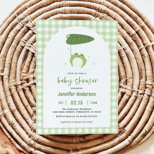 かわいい小さなカエル赤ちゃんシャワー招待状 招待状