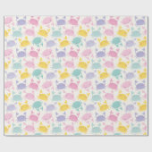かわいい小さなカニのピンクの薄紫イエローミントクリーム ラッピングペーパー (フラット)