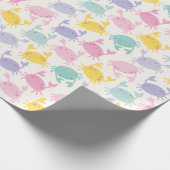 かわいい小さなカニのピンクの薄紫イエローミントクリーム ラッピングペーパー (角)