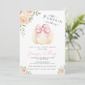 かわいい小さなカボチャのピンクのフローラ赤ちゃん女の子シャワー 招待状 (スタンド正面)