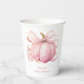 かわいい小さなカボチャのピンクボウの赤ちゃんシャワー 紙コップ (裏面)