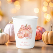 かわいい小さなカボチャのピンクボウの赤ちゃんシャワー 紙コップ