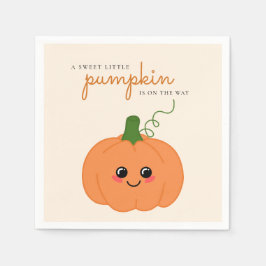 かわいい小さなカボチャの方法で秋赤ちゃんシャワー スタンダードカクテルナプキン