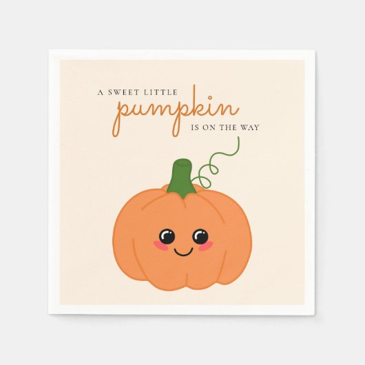 かわいい小さなカボチャの方法で秋赤ちゃんシャワー スタンダードカクテルナプキン (正面)