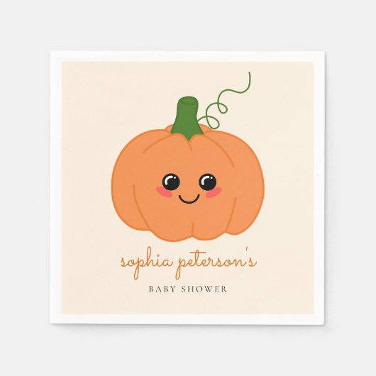 かわいい小さなカボチャの方法で秋赤ちゃんシャワー スタンダードカクテルナプキン (正面)