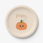 かわいい小さなカボチャの方法で秋赤ちゃんシャワー ペーパープレート (正面)