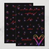 かわいい小さなカラフルハートハート セーブザデート (正面/裏面)