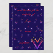 かわいい小さなカラフルハートハート セーブザデート (正面/裏面)