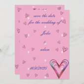 かわいい小さなカラフルハートハート セーブザデート (正面/裏面)