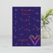 かわいい小さなカラフルハートハート 招待状 (スタンド正面)