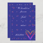 かわいい小さなカラフルハートハート 招待状 (正面/裏面)