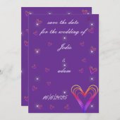 かわいい小さなカラフルハートハート 招待状 (正面/裏面)