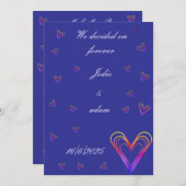 かわいい小さなカラフルハートハート 招待状 (正面/裏面)