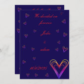 かわいい小さなカラフルハートハート 招待状 (正面/裏面)