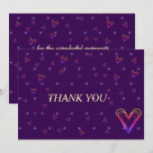 かわいい小さなカラフル心 サンキューカード (正面/裏面)