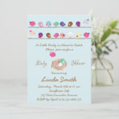 かわいい小さなカラフル鳥の赤ちゃんのシャワーの招待状 招待状 (スタンド正面)