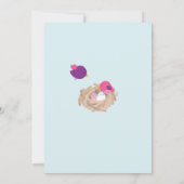 かわいい小さなカラフル鳥の赤ちゃんのシャワーの招待状 招待状 (裏面)