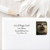 かわいい小さなカワウソ野生動物の自然 ラベル (インサイチュ)