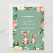 かわいい小さなカンガルー赤ちゃんシャワー 招待状 (正面)