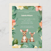 かわいい小さなカンガルー赤ちゃんシャワー 招待状 (正面/裏面)