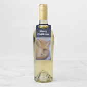 かわいい小さなキツネが冬の写真のクリスマスを丸めた ボトルネックタグ (ボトル)