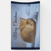 かわいい小さなキツネが冬の写真のクリスマスを丸めた 横断幕 (縦)