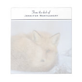 かわいい小さなキツネが冬の写真を丸めた ノートパッド (正面)