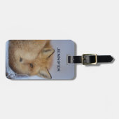 かわいい小さなキツネが冬の写真を丸めた ラゲッジタグ (正面横)