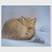 かわいい小さなキツネが冬の写真を丸めた ラッピングペーパー (フラット)