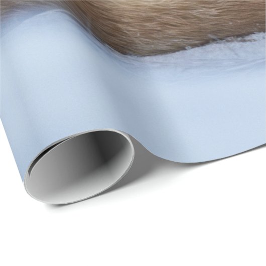 かわいい小さなキツネが冬の写真を丸めた ラッピングペーパー (ロールコーナー)