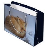 かわいい小さなキツネが冬の写真を丸めた ラージペーパーバッグ (裏面アングル)