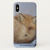 かわいい小さなキツネが冬の写真を丸めた Case-Mate iPhoneケース (裏面)