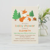 かわいい小さなキツネとママ赤ちゃんシャワー招待状 招待状 (スタンド正面)