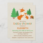 かわいい小さなキツネとママ赤ちゃんシャワー招待状 招待状 (正面/裏面)