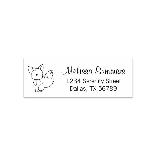かわいい小さなキツネのアドレス セルフインキングスタンプ (デザイン)