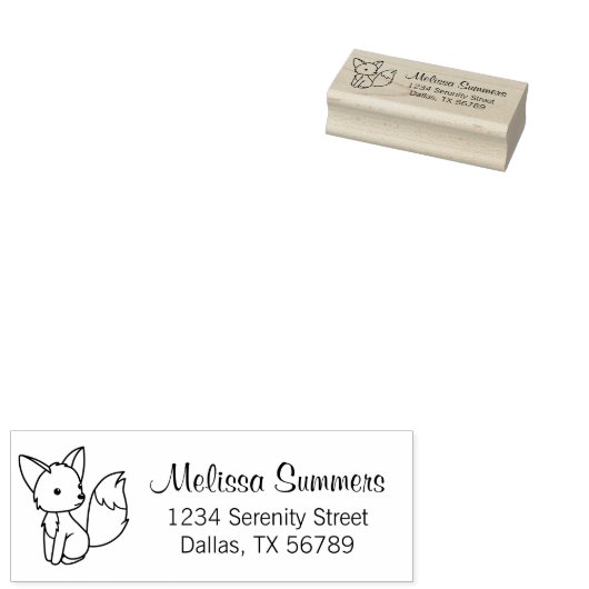 かわいい小さなキツネのアドレス ラバースタンプ (押印)
