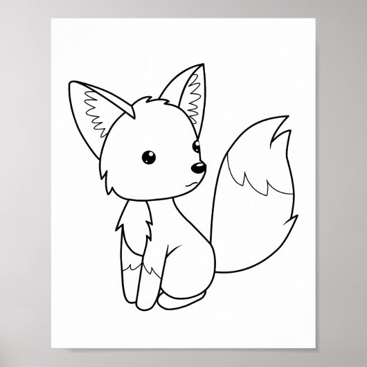 かわいい小さなキツネのカラーリングページ ポスター (正面)
