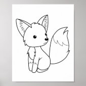 かわいい小さなキツネのカラーリングページ ポスター (正面)