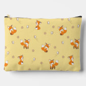 かわいい小さなキツネのパターン（黄色） アクセサリーポーチ (正面)