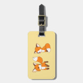 かわいい小さなキツネのペアは黄色 ラゲッジタグ (正面縦)