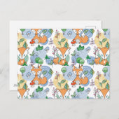 かわいい小さなキツネの柄 シーズンポストカード (正面/裏面)